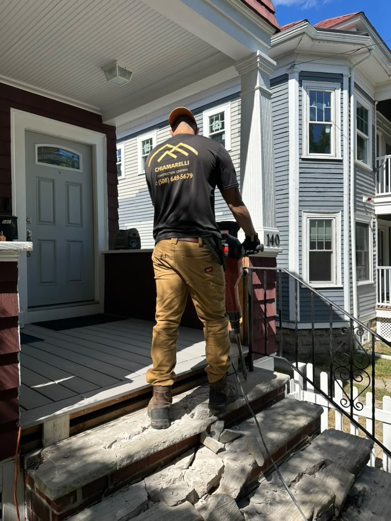 Chiamarelli team at work on an entrance renovation